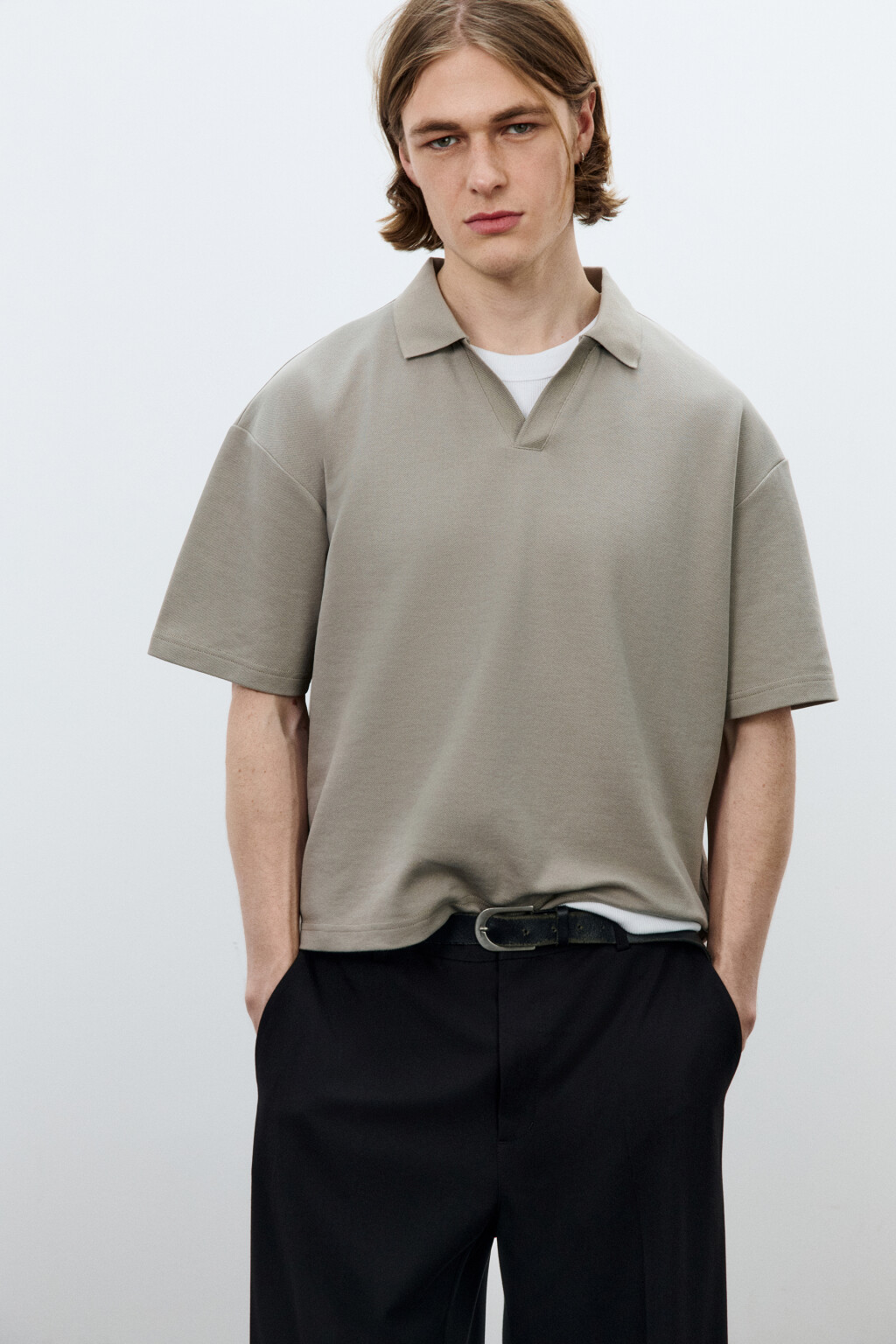 Футболка-поло оверсайз - цвет бежевый - 2