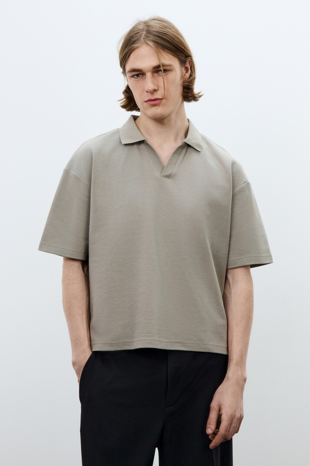 Футболка-поло оверсайз - цвет бежевый - 3