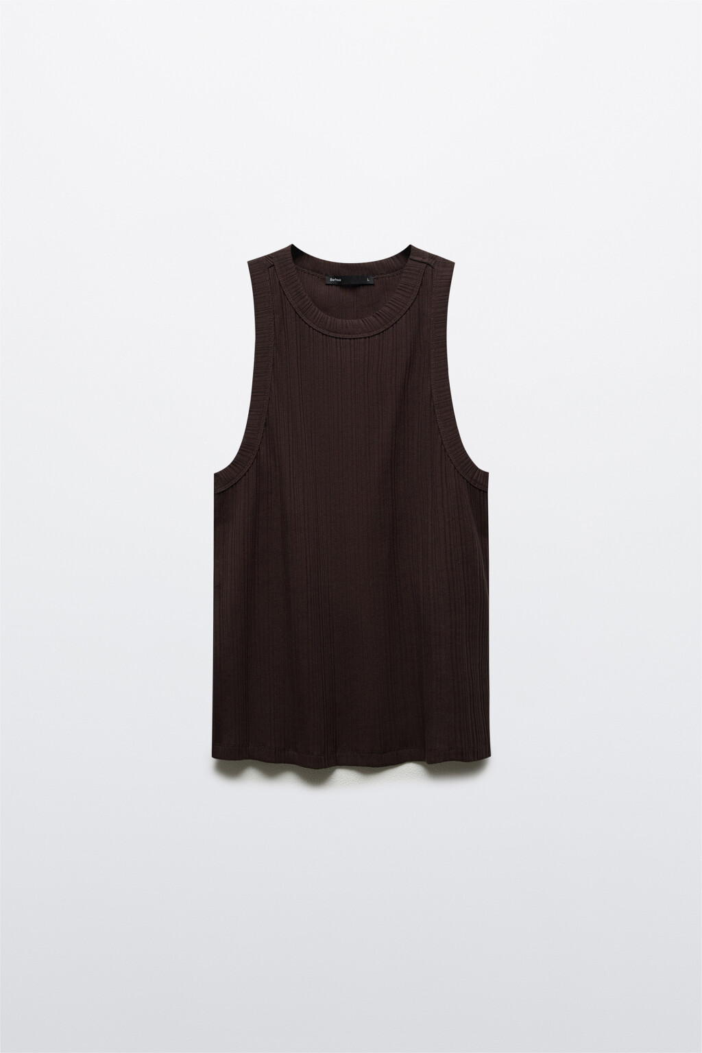 Майка-топ хлопковая приталенная в рубчик - цвет коричневый - 8