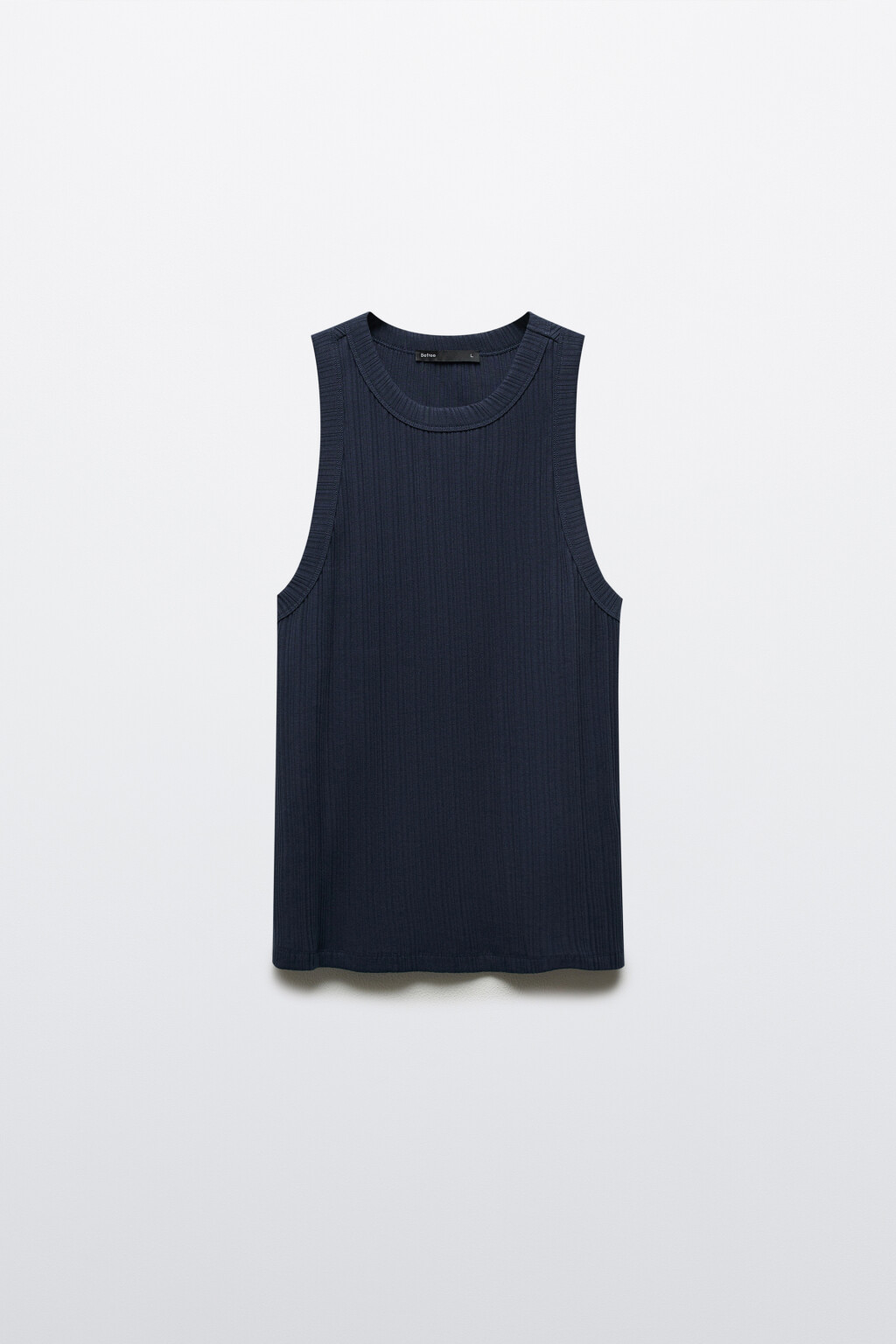 Майка-топ хлопковая приталенная в рубчик - цвет синий - 7