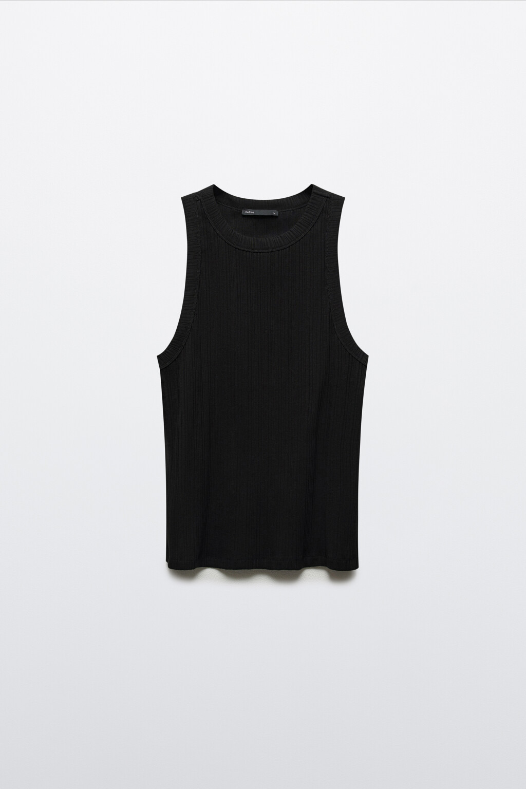 Майка-топ хлопковая приталенная в рубчик - цвет черный - 7
