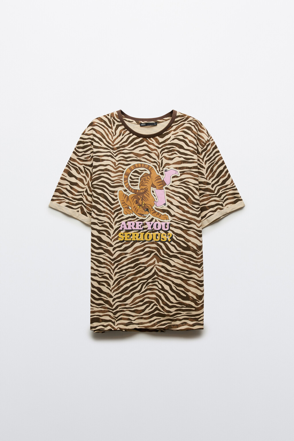 Футболка прямая с принтом - цвет коричневый - 7