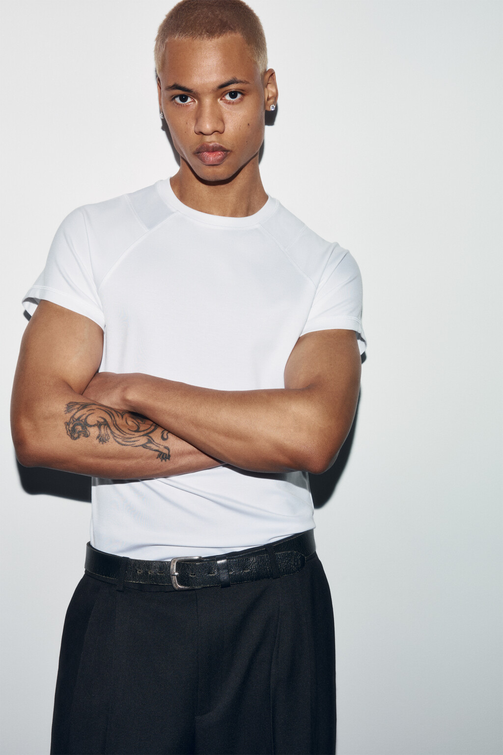 Футболка облегающая базовая с вискозой - цвет белый - 1