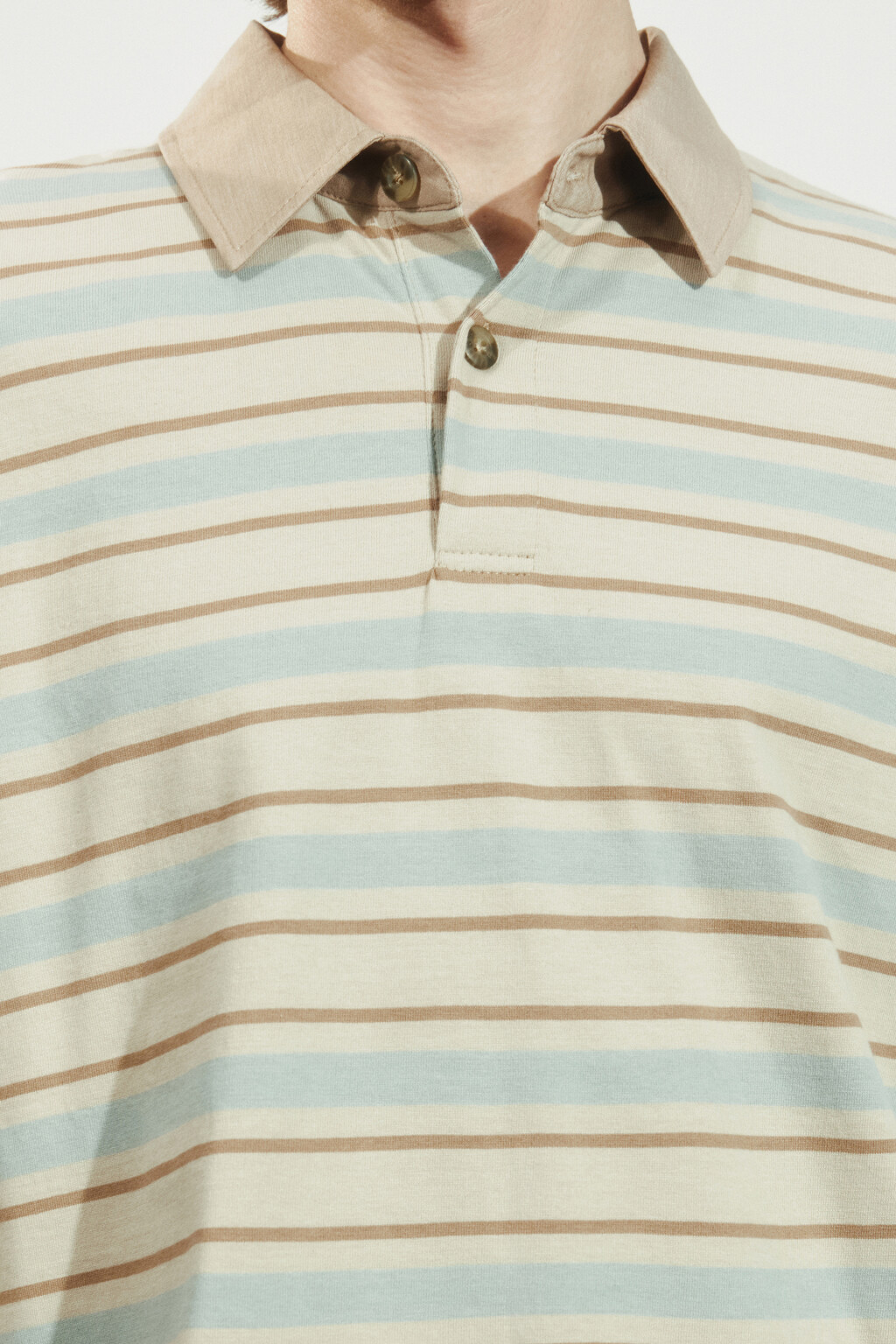 Футболка-поло оверсайз в полоску - цвет бежевый - 6