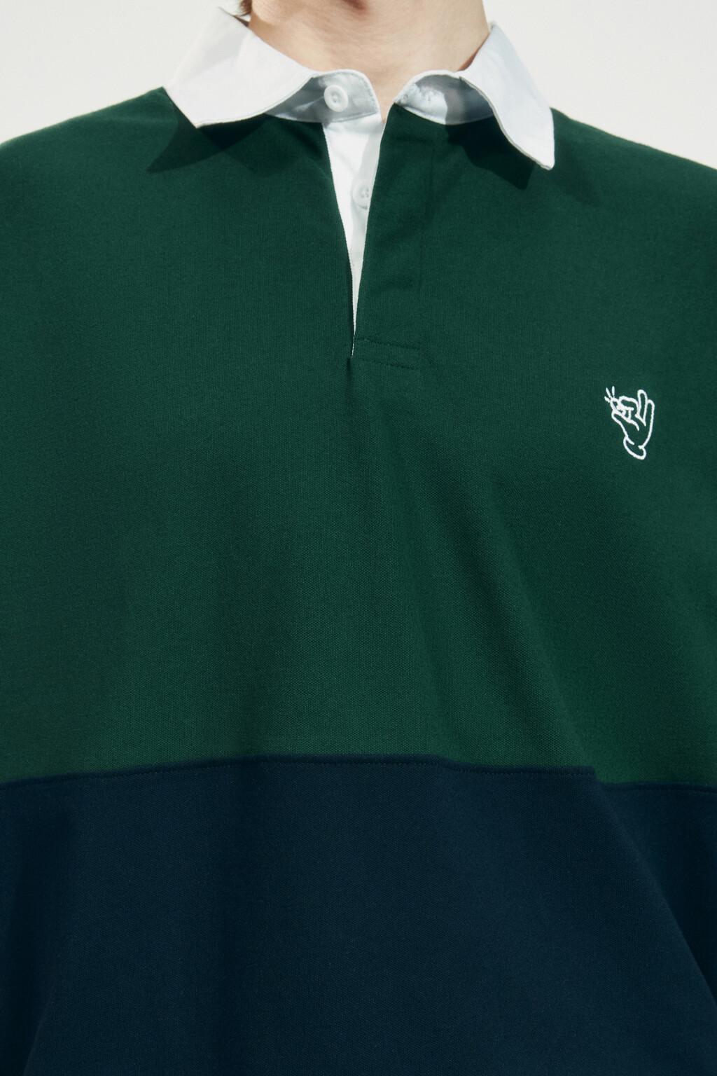 футболка-поло оверсайз с вышивкой и контрастным воротником - цвет зеленый - 5