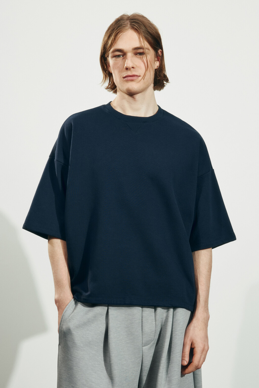 Футболка оверсайз из футера - цвет синий - 2