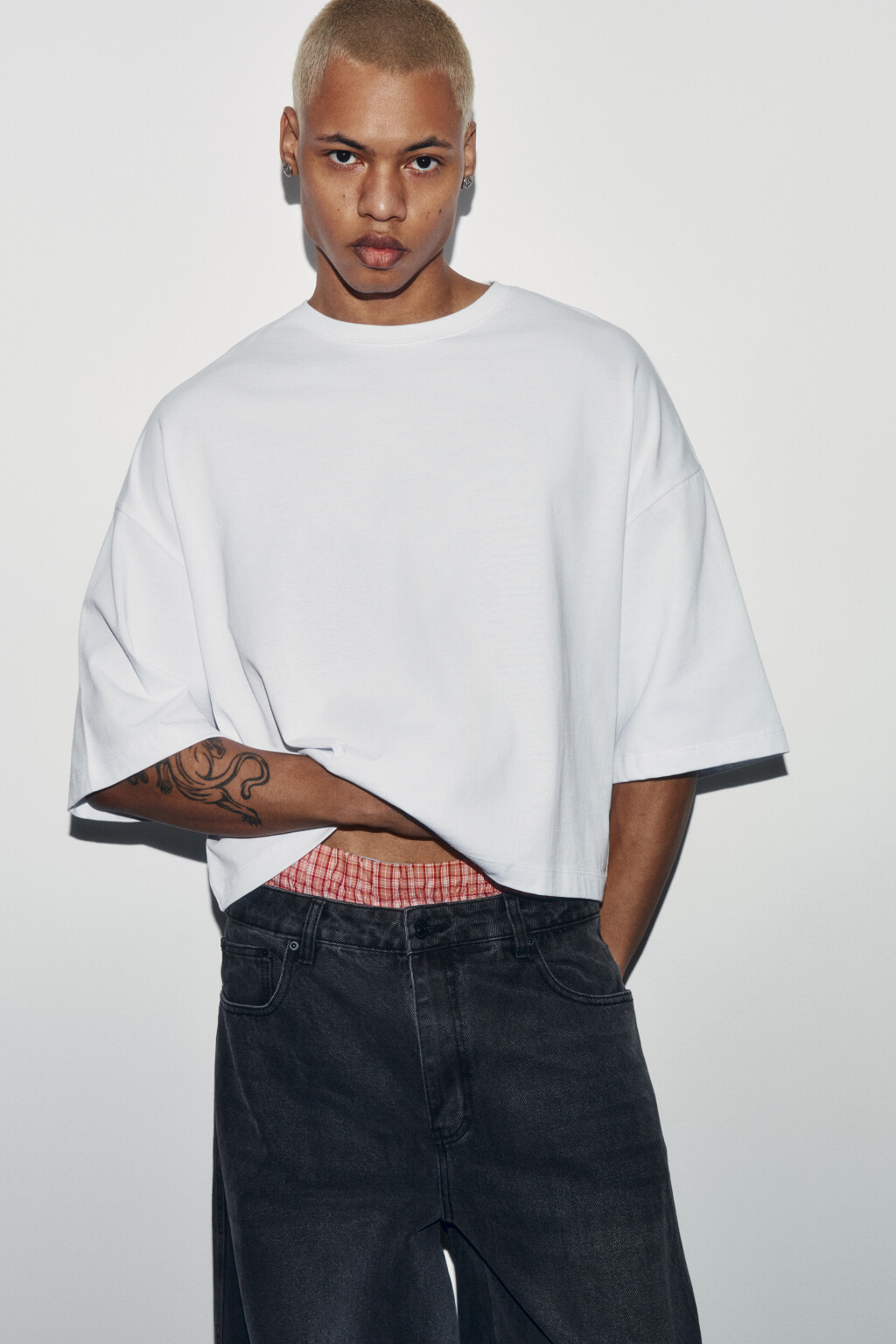 Футболка хлопковая оверсайз плотная - цвет белый - 1