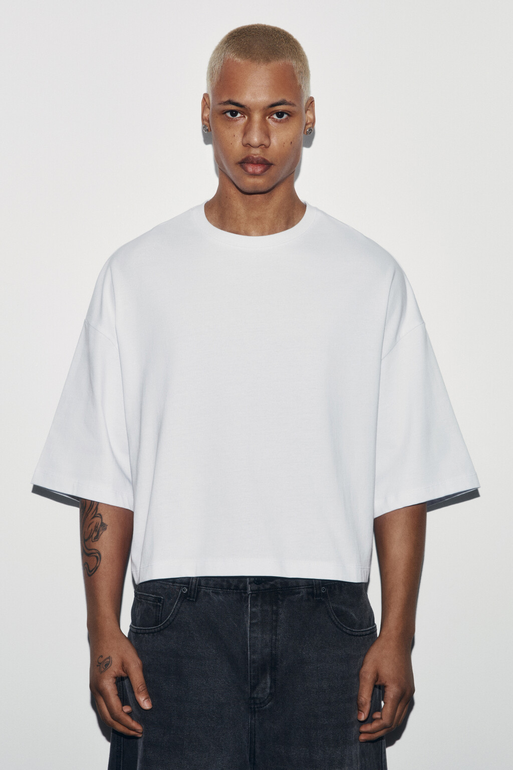Футболка хлопковая оверсайз плотная - цвет белый - 2