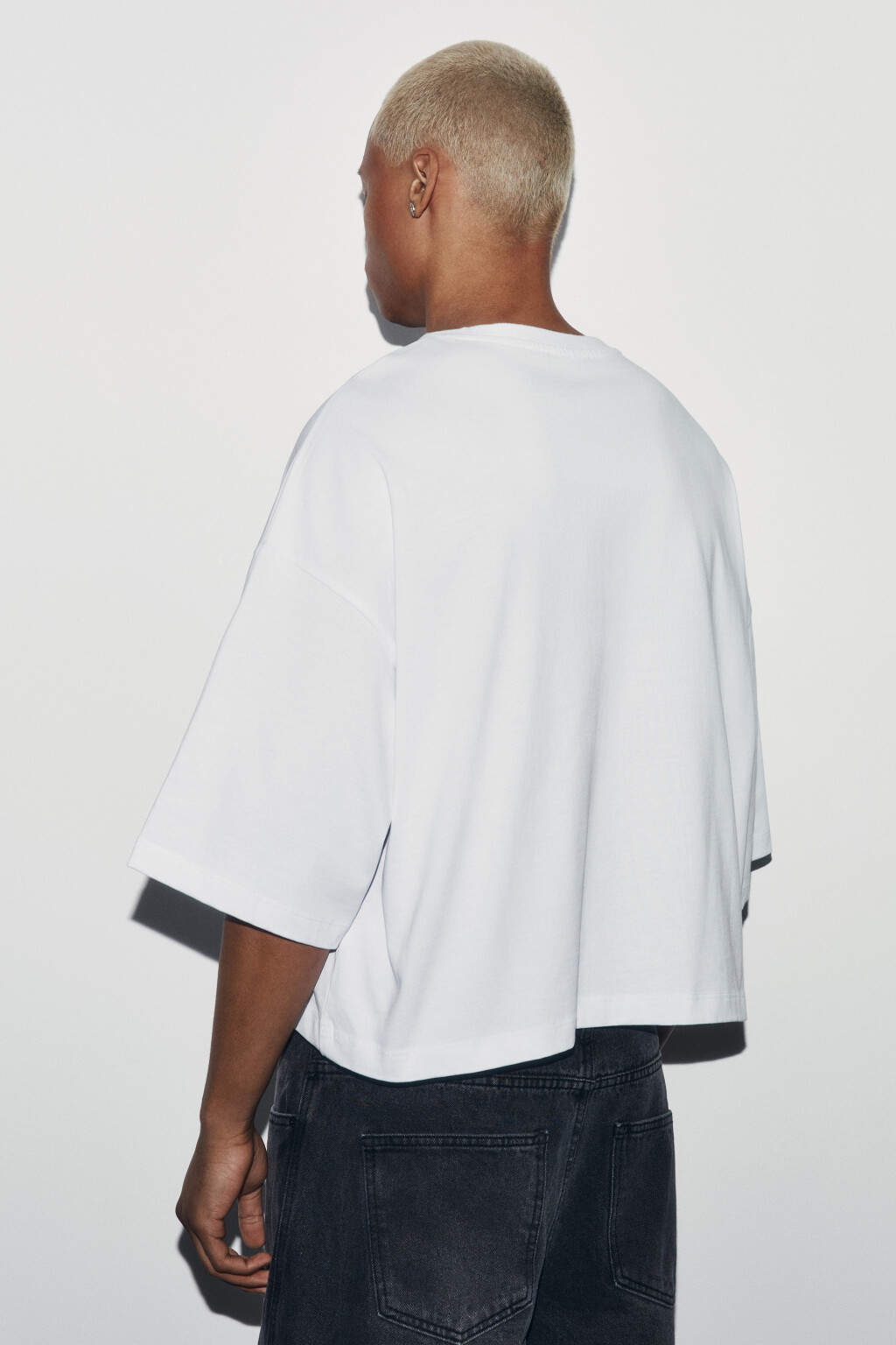Футболка хлопковая оверсайз плотная - цвет белый - 3