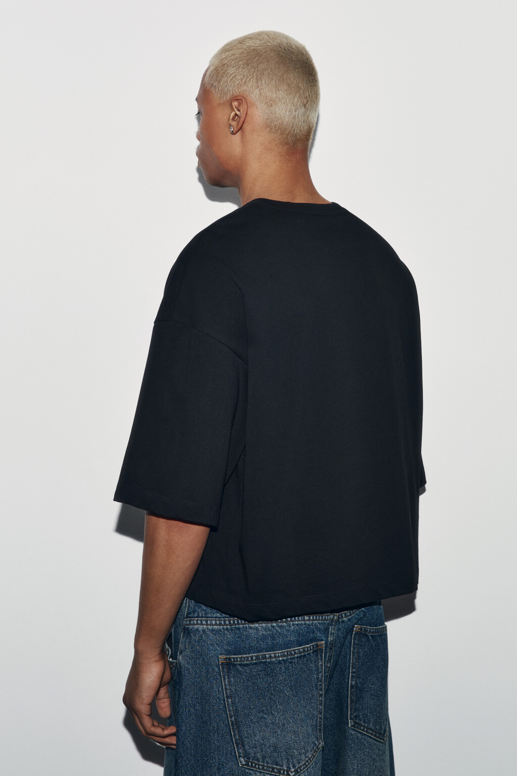 Футболка хлопковая оверсайз плотная - цвет черный - 3