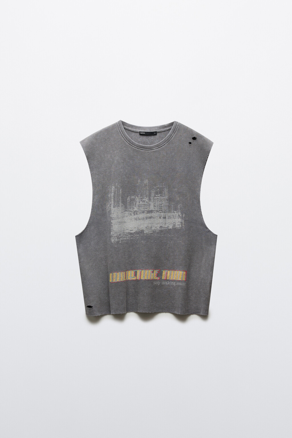 Майка-топ хлопковая с принтом - цвет серый - 8