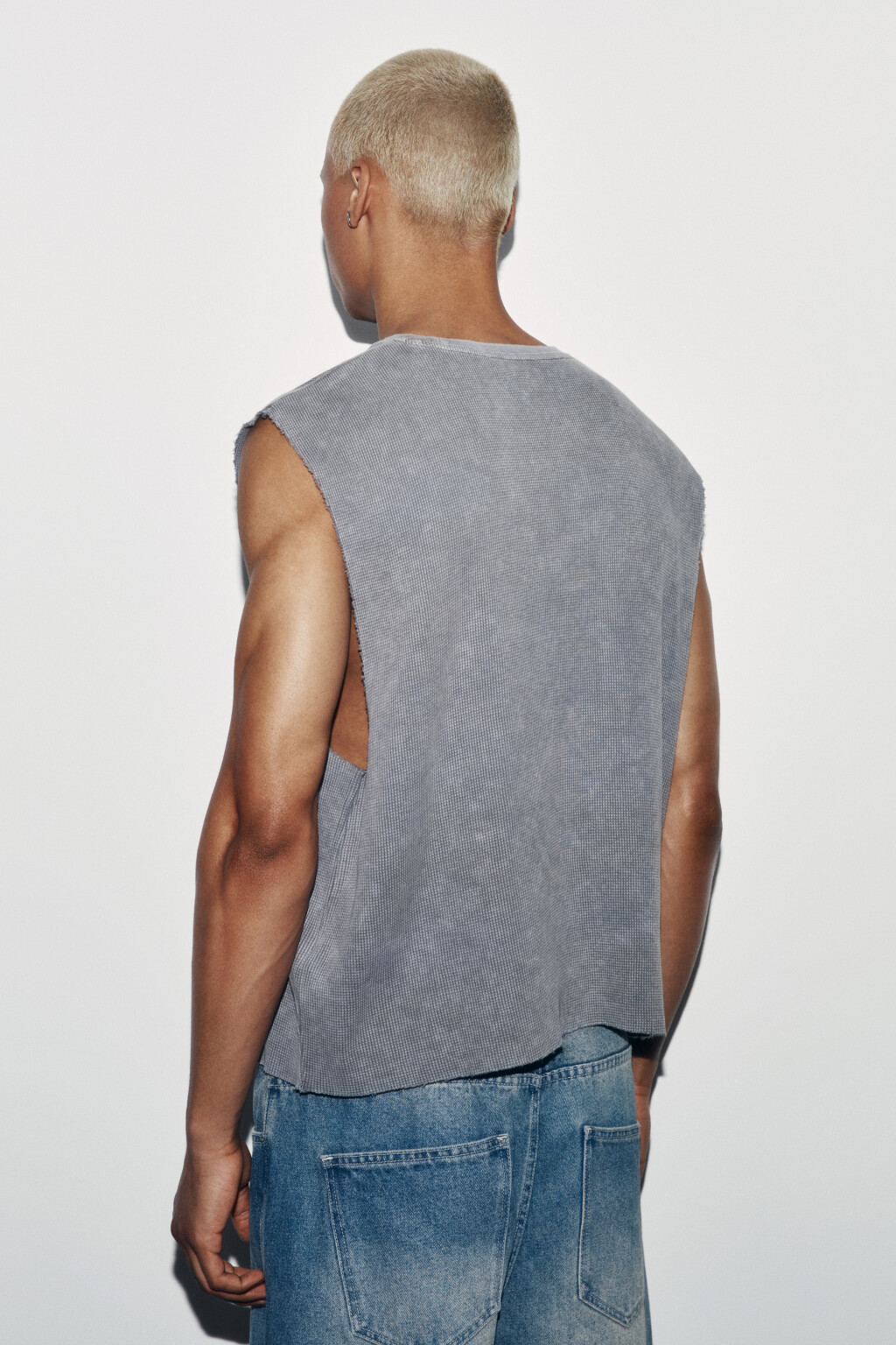 Майка-топ хлопковая с принтом - цвет серый - 4