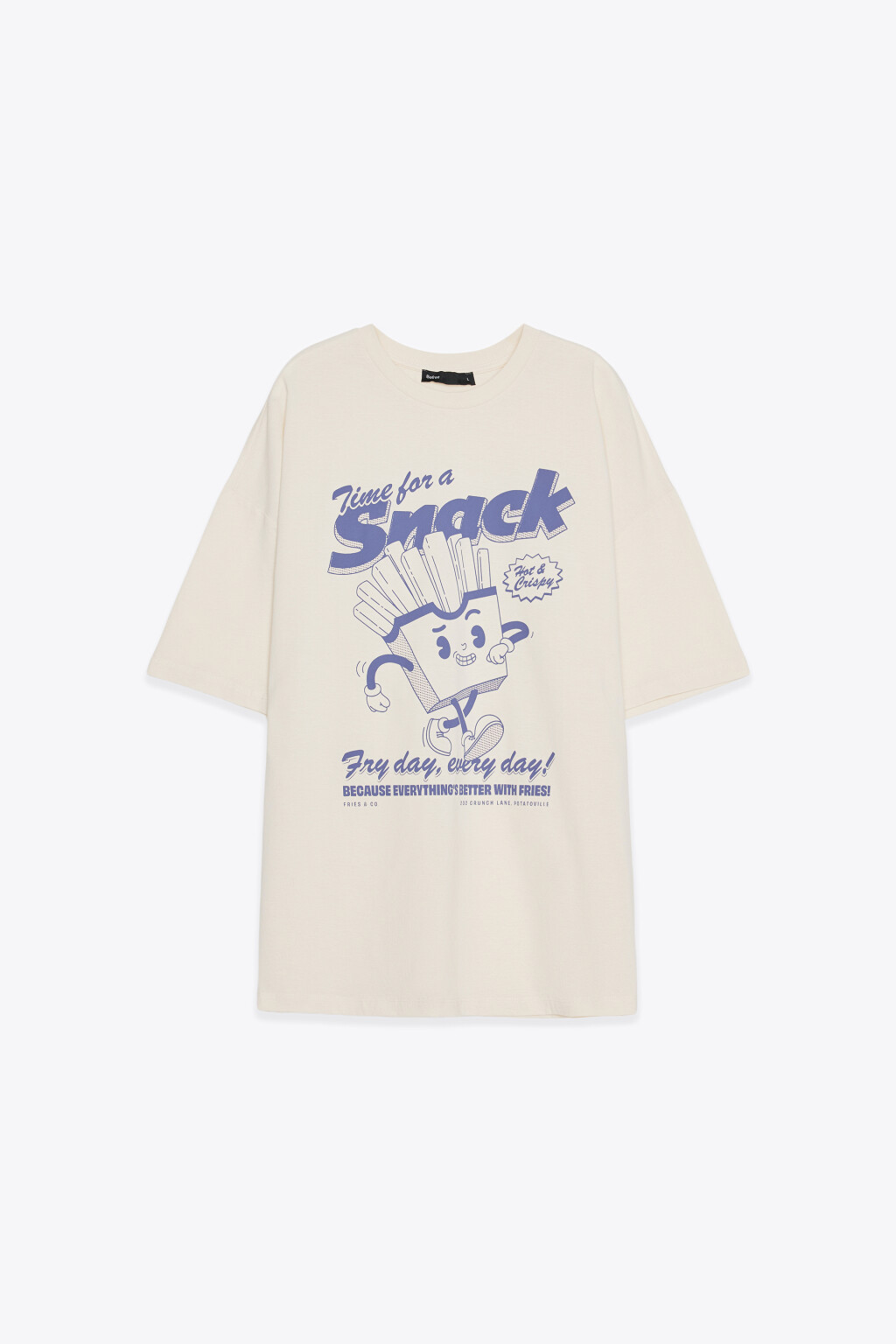Футболка хлопковая с принтом - цвет бежевый - 1