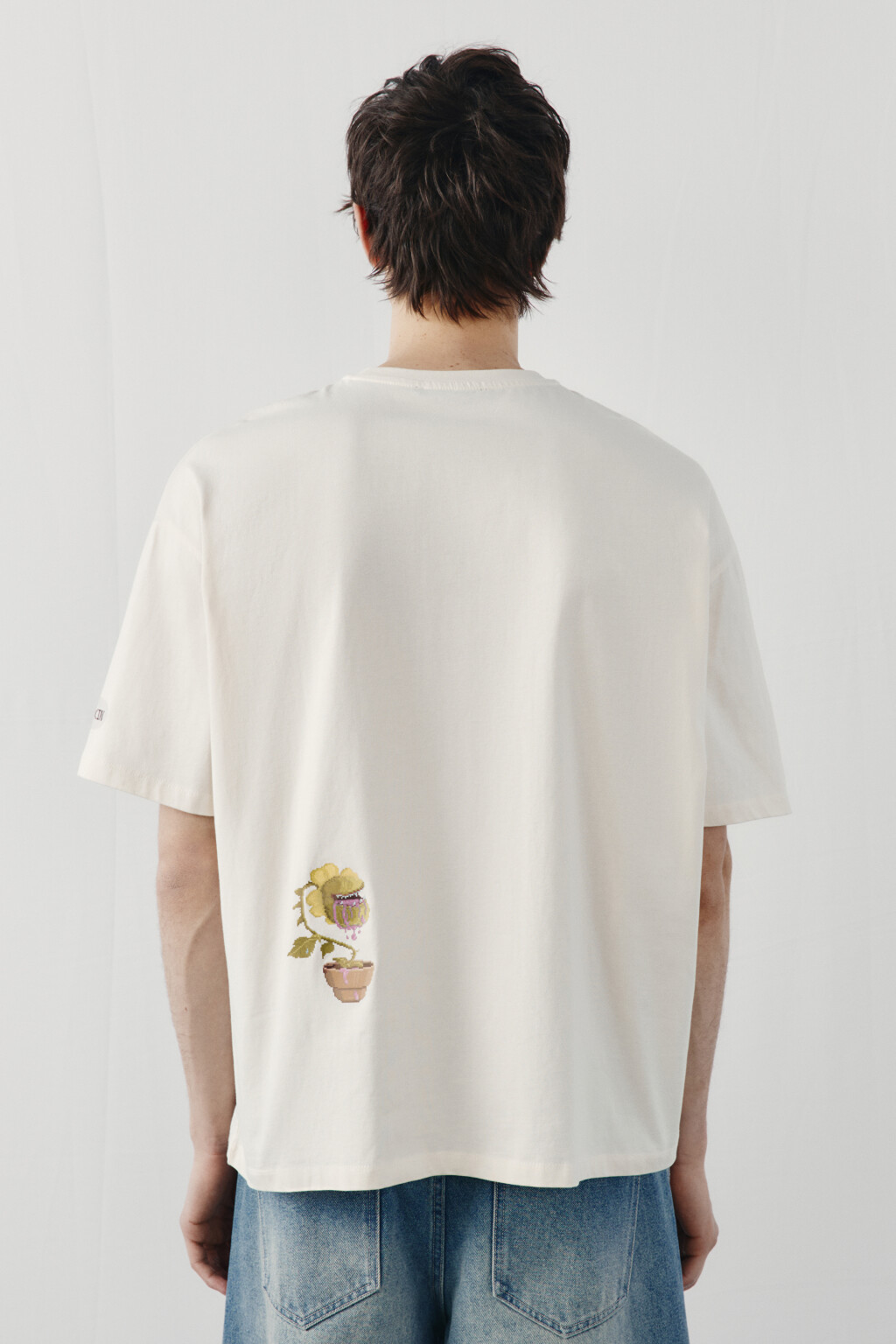 Футболка хлопковая с принтом - цвет бежевый - 4