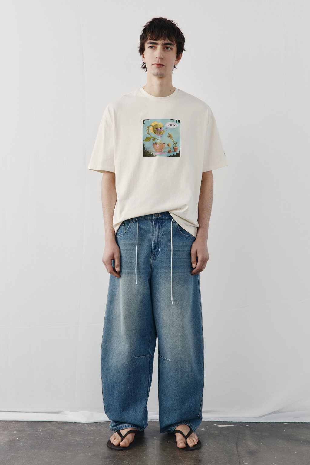 Футболка хлопковая с принтом - цвет бежевый - 5