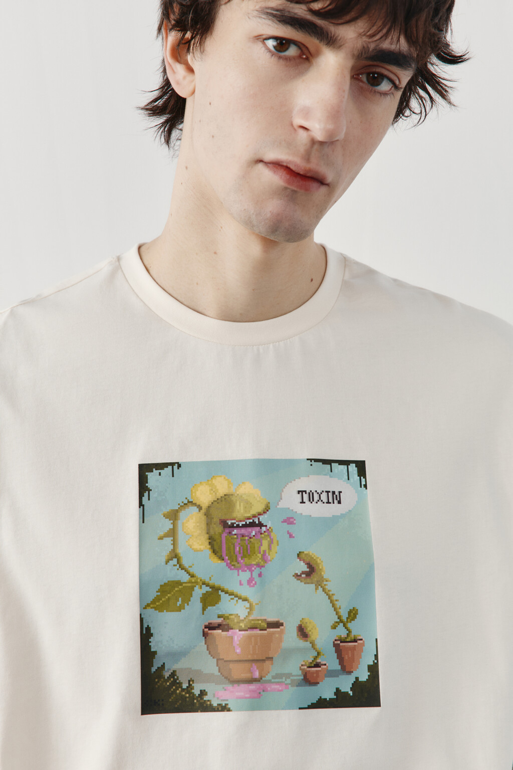 Футболка хлопковая с принтом - цвет бежевый - 6