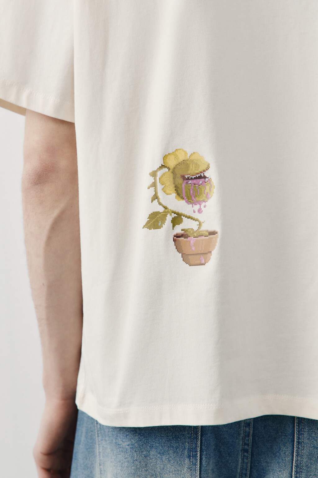 Футболка хлопковая с принтом - цвет бежевый - 8