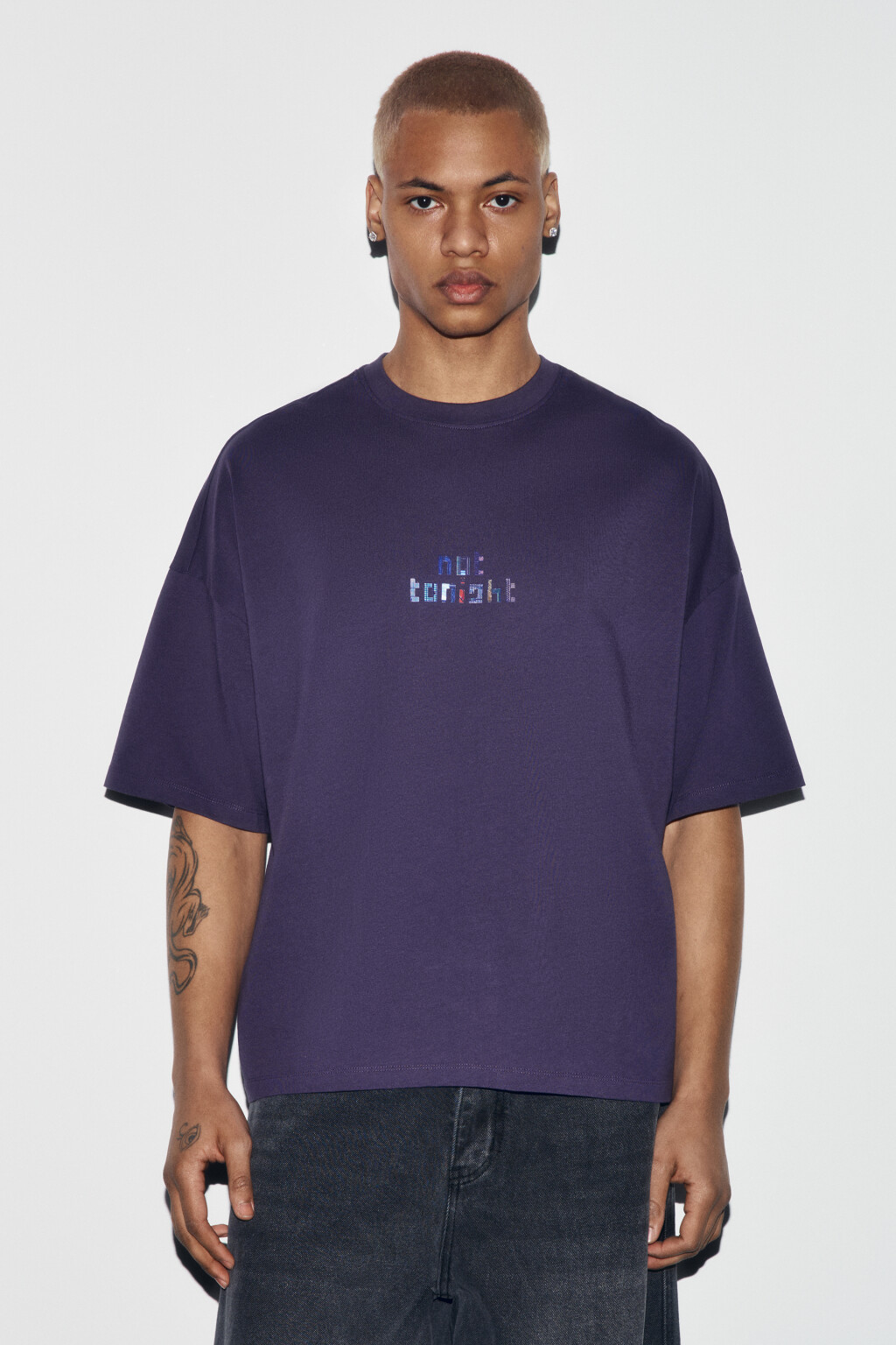 Футболка хлопковая с принтом - цвет фиолетовый - 2
