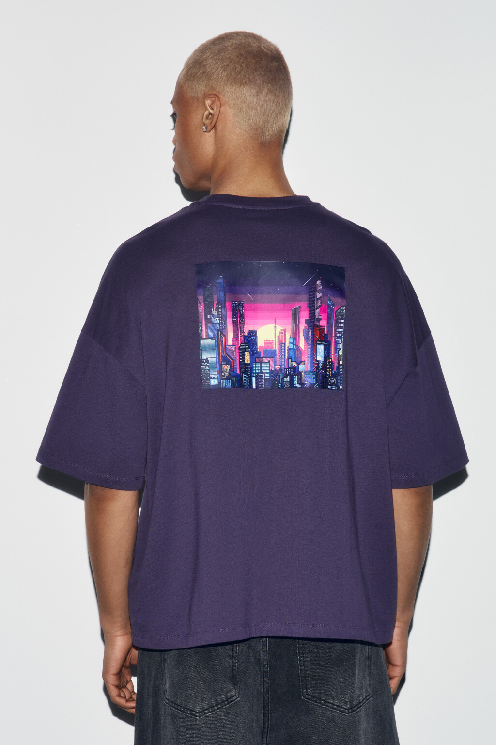 Футболка хлопковая с принтом - цвет фиолетовый - 3
