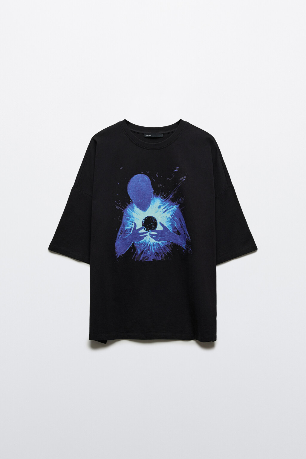 Футболка хлопковая с принтом - цвет черный - 1