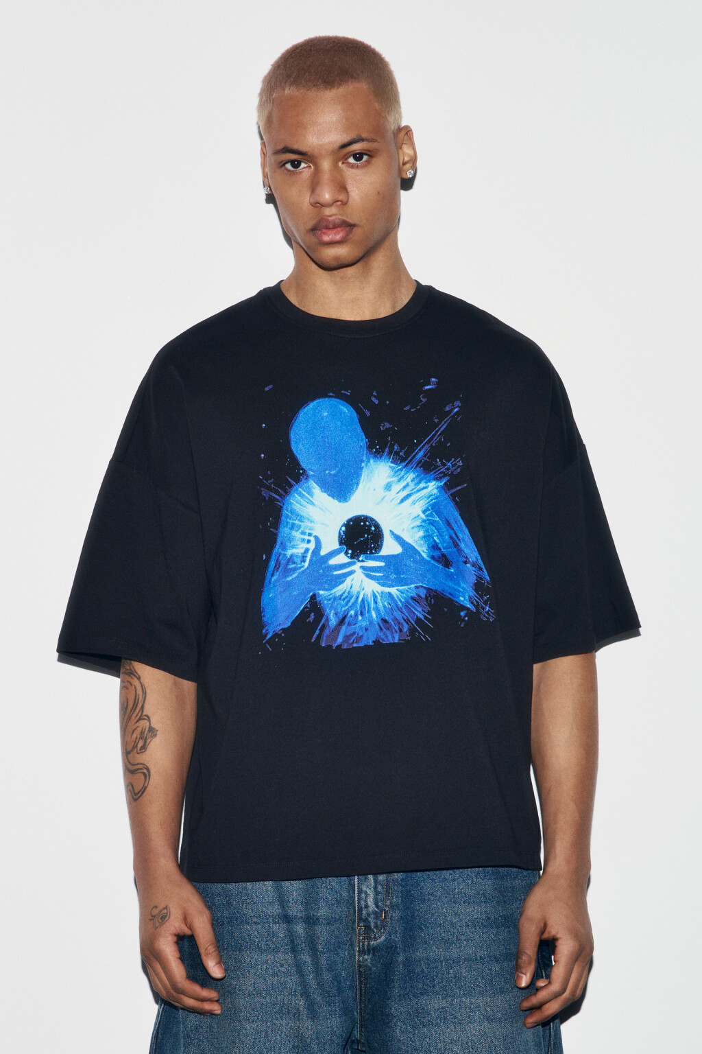 Футболка хлопковая с принтом - цвет черный - 2