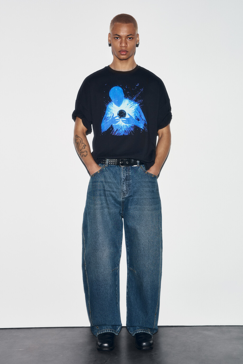 Футболка хлопковая с принтом - цвет черный - 4