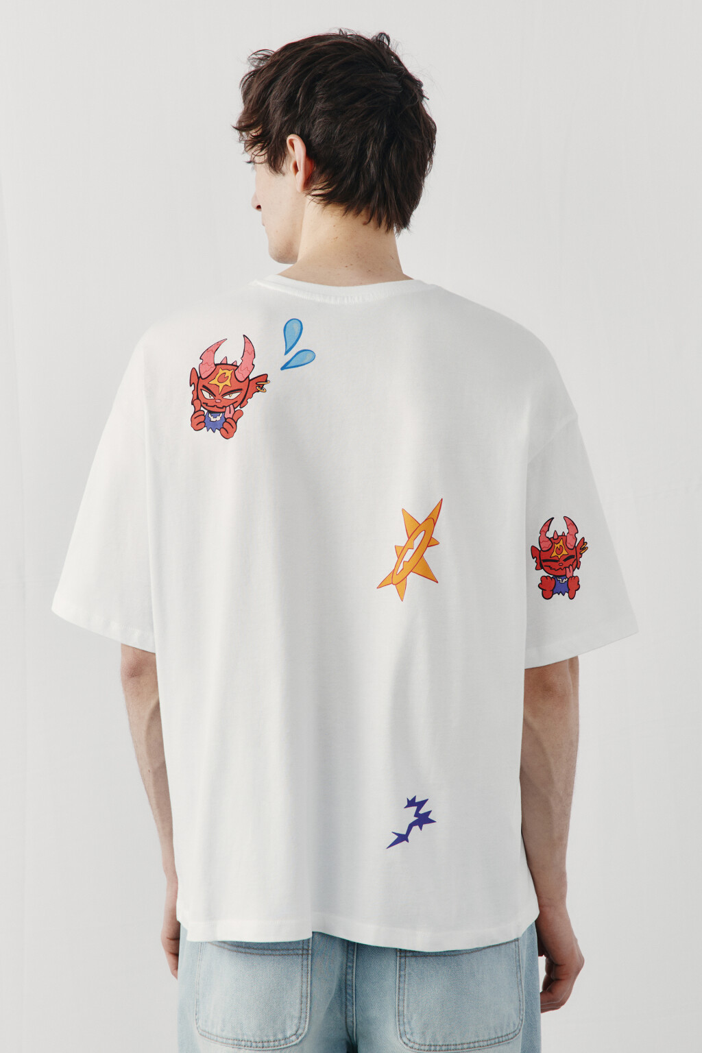 Футболка хлопковая с принтом - цвет белый - 3