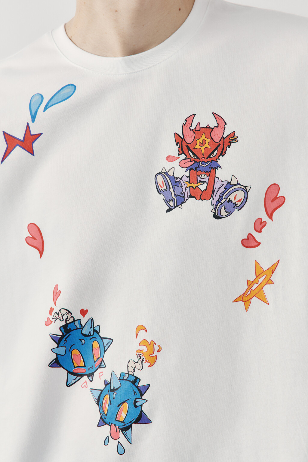 Футболка хлопковая с принтом - цвет белый - 5