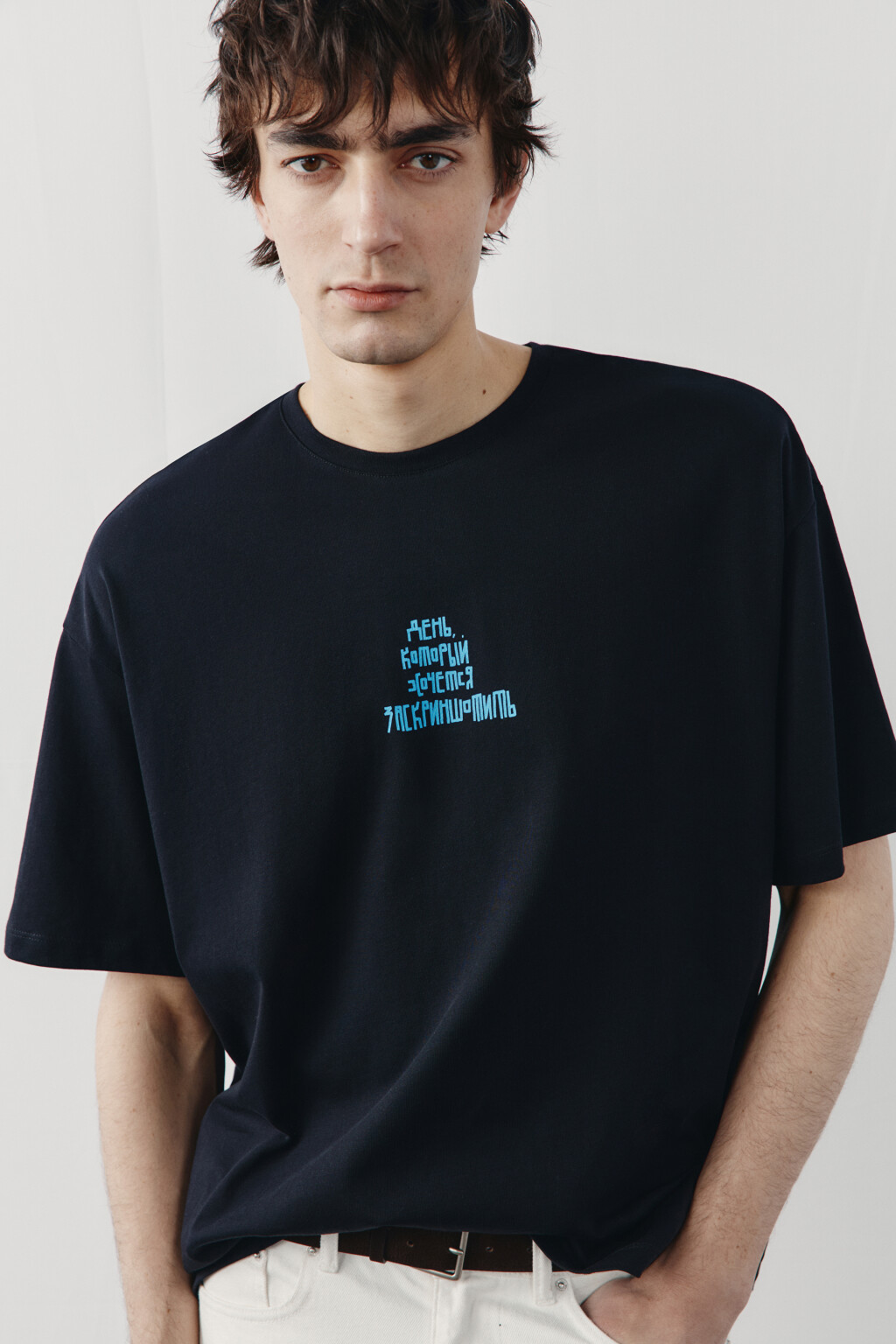 Футболка хлопковая с надписью - цвет черный - 2