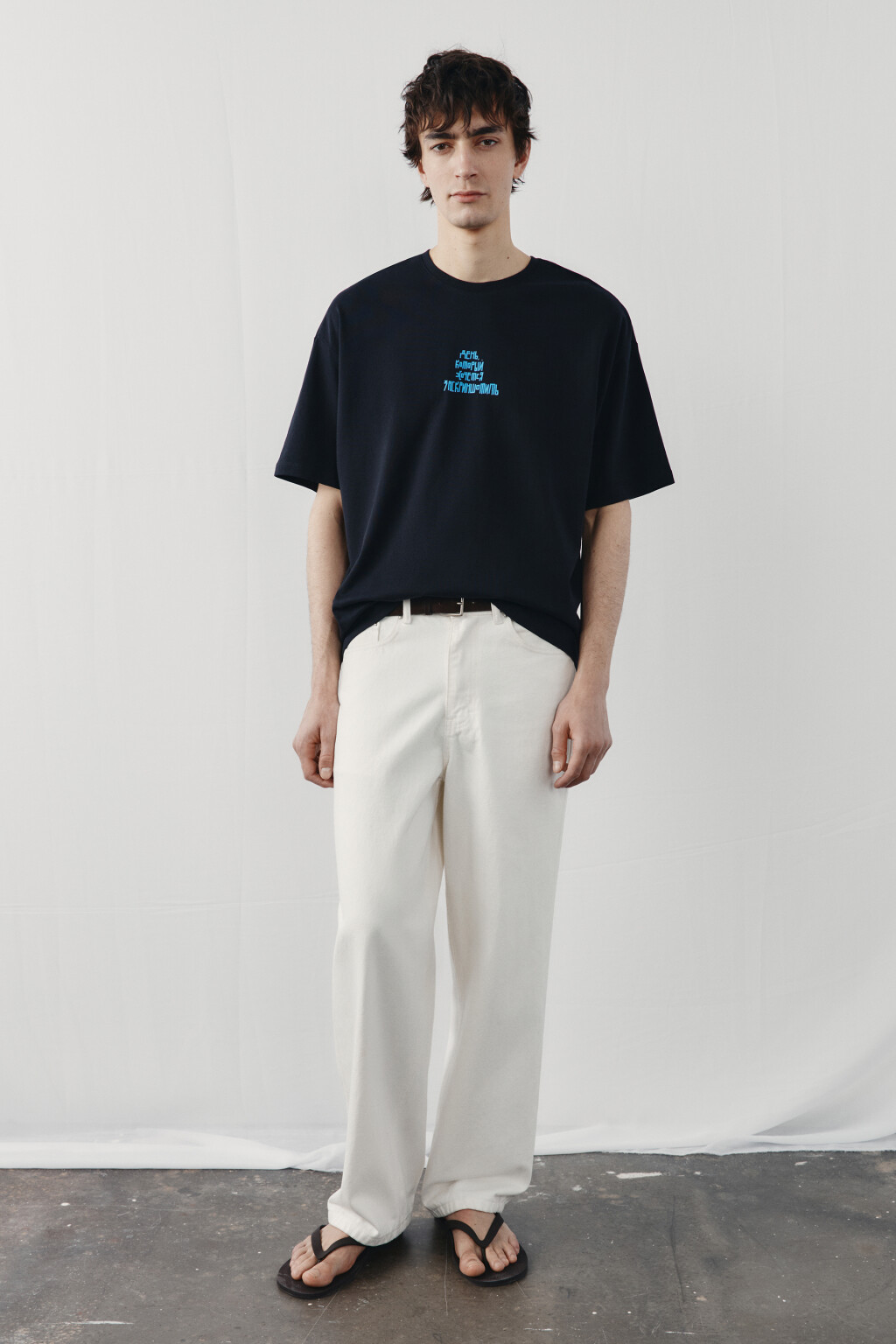 Футболка хлопковая с надписью - цвет черный - 5