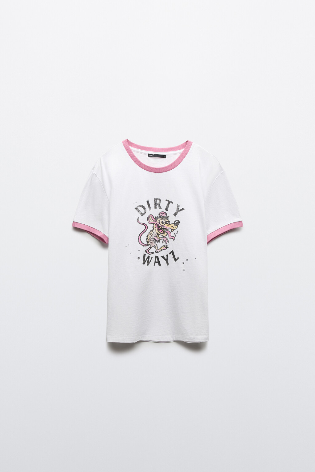 Футболка хлопковая облегающая с принтом и кантом - цвет белый - 8