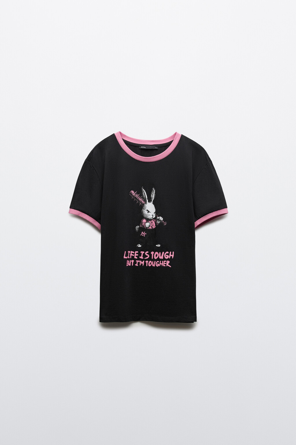 Футболка хлопковая облегающая с принтом и кантом - цвет черный - 7