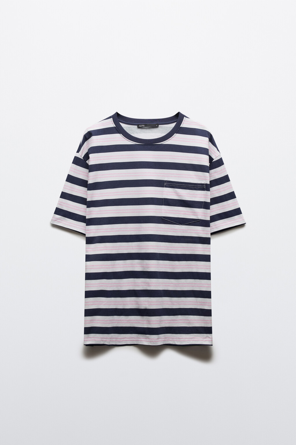 Футболка хлопковая в полоску с нагрудным карманом - цвет мультиколор - 8