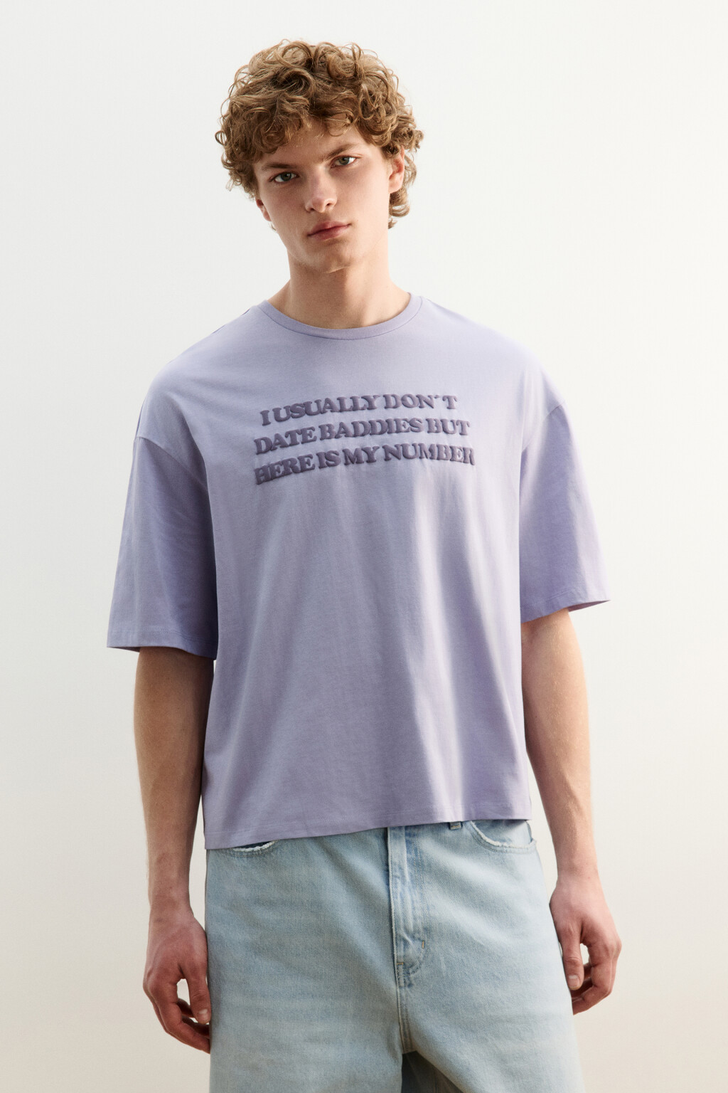 Футболка хлопковая с принтом - цвет сиреневый - 3