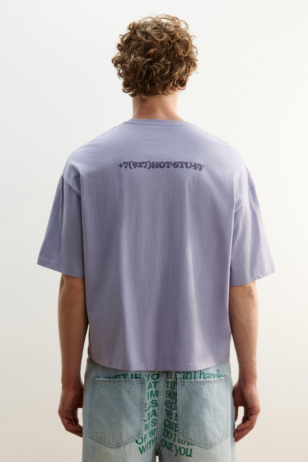 Футболка хлопковая с принтом - цвет сиреневый - 4