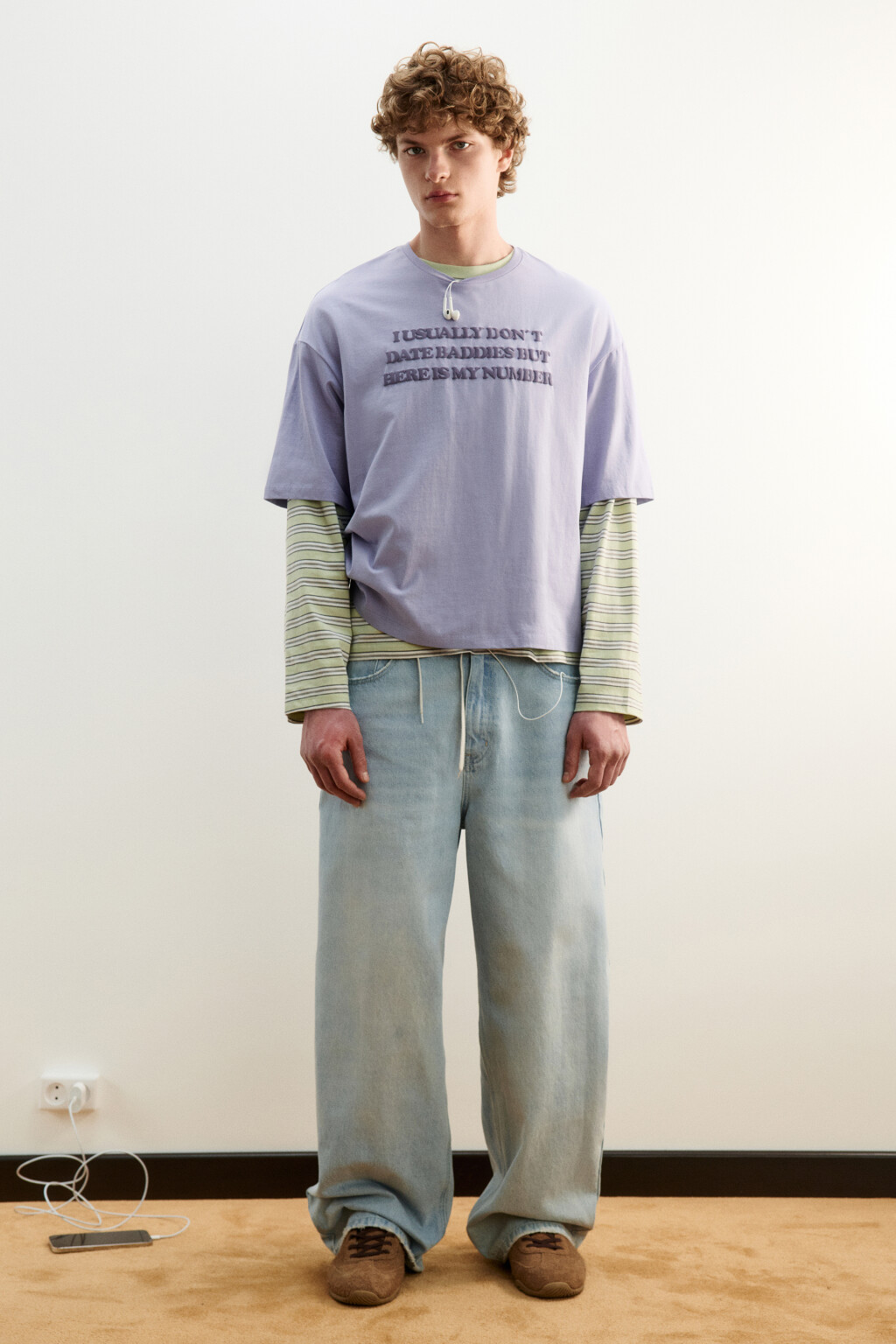 Футболка хлопковая с принтом - цвет сиреневый - 5