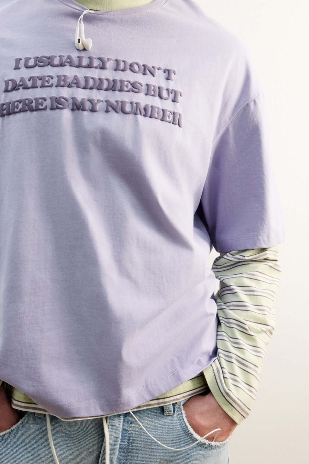 Футболка хлопковая с принтом - цвет сиреневый - 6