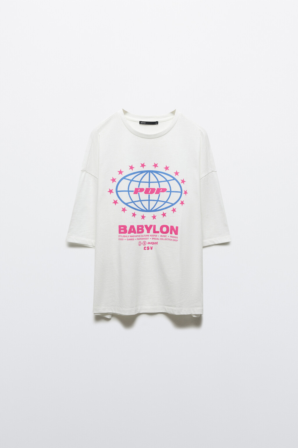 Футболка хлопковая прямая с принтом - цвет белый - 1