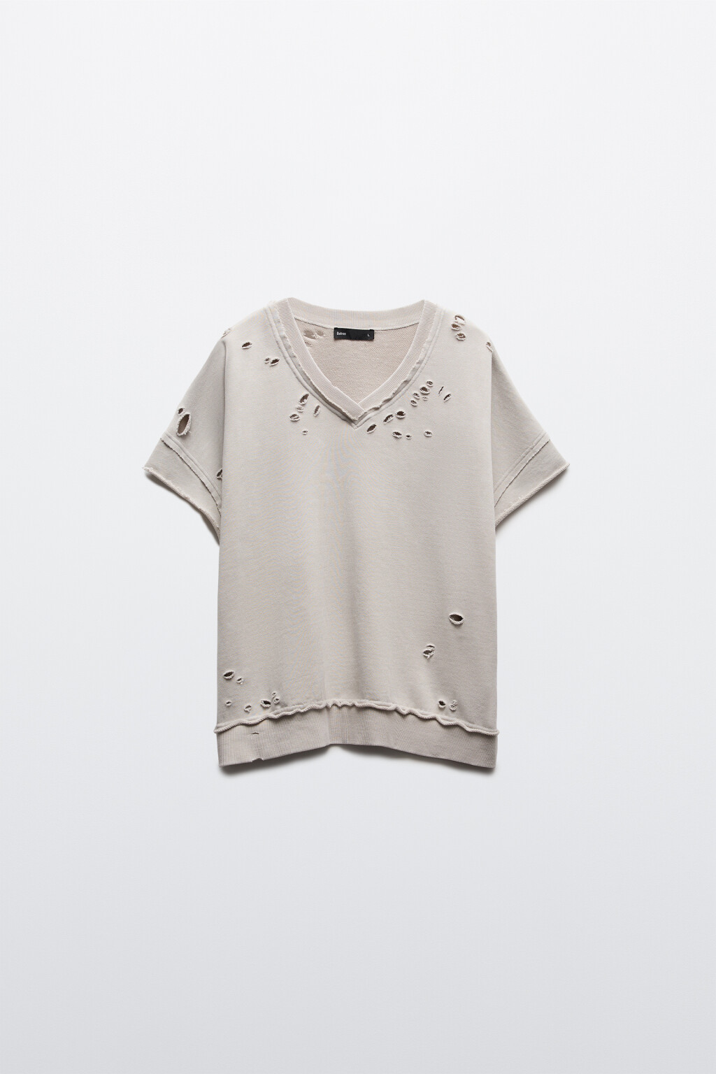 Футболка из футера рваная - цвет бежевый - 8