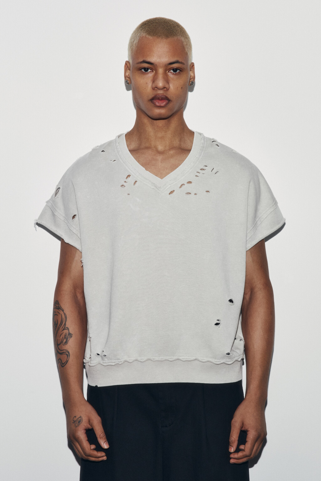 Футболка из футера рваная - цвет бежевый - 3