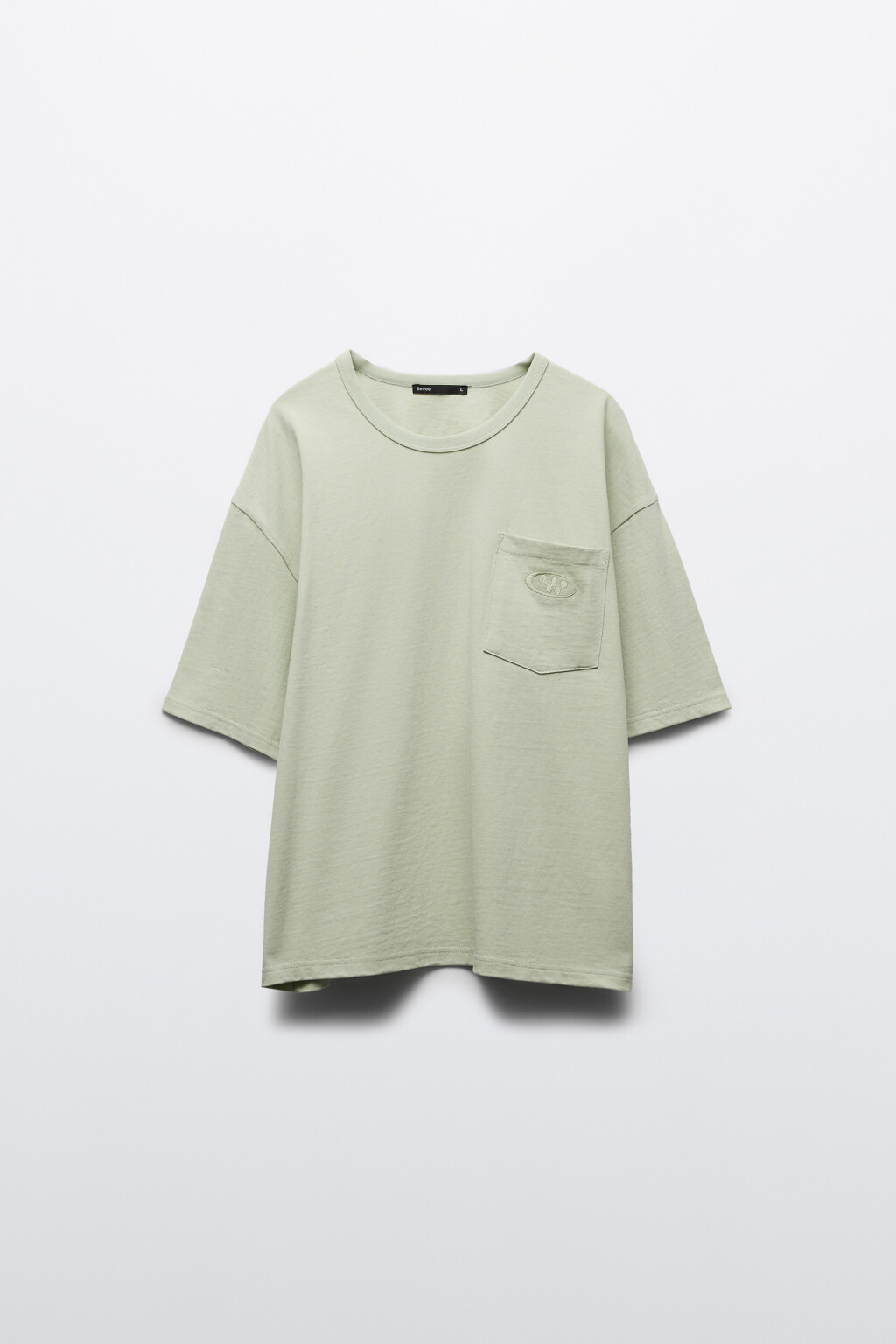 Футболка хлопковая прямая с карманом на груди - цвет зеленый - 1