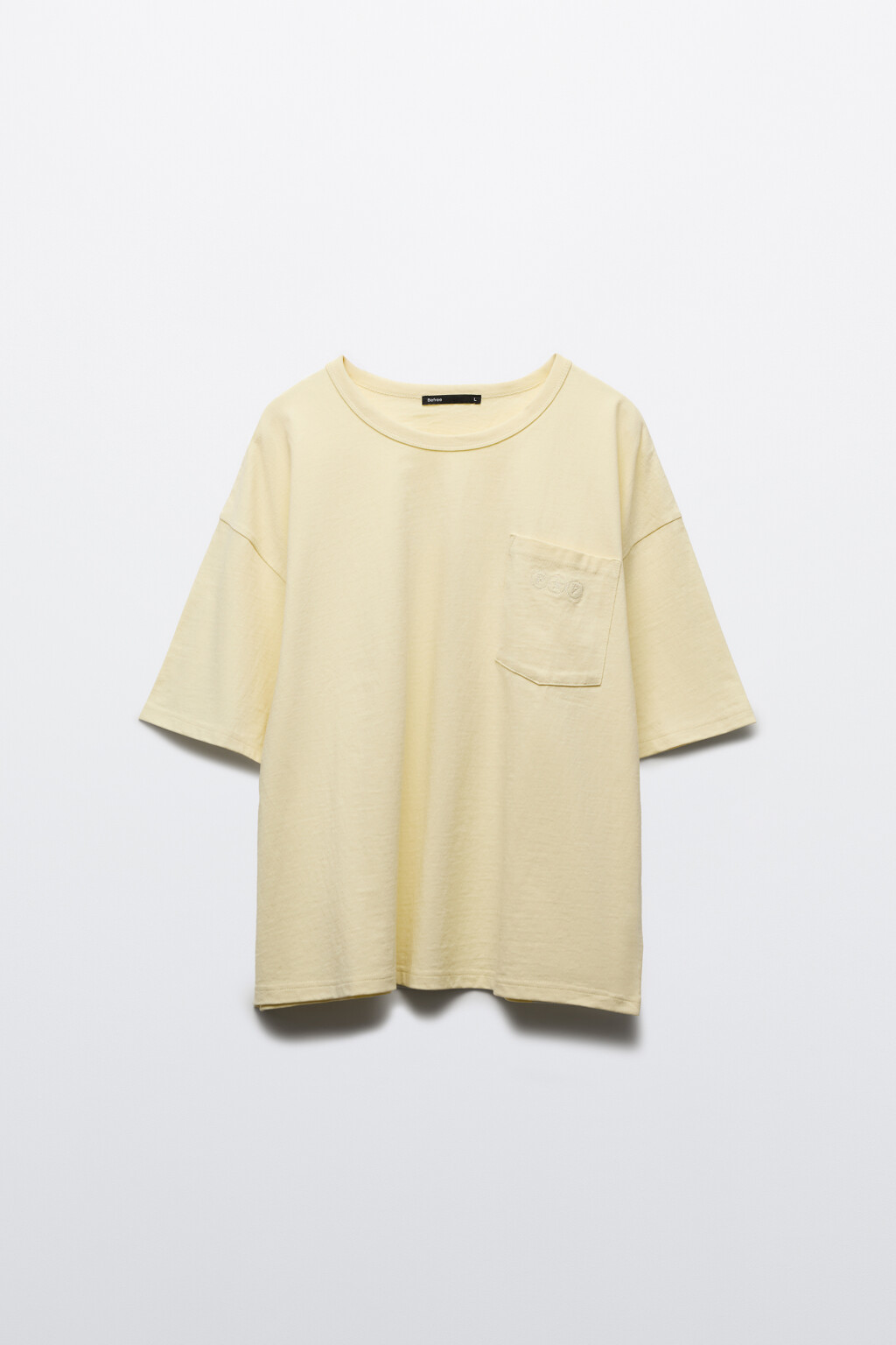 Футболка хлопковая прямая с карманом на груди - цвет желтый - 1