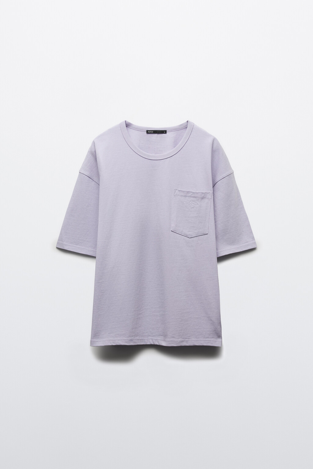 Футболка хлопковая прямая с карманом на груди - цвет розовый - 1