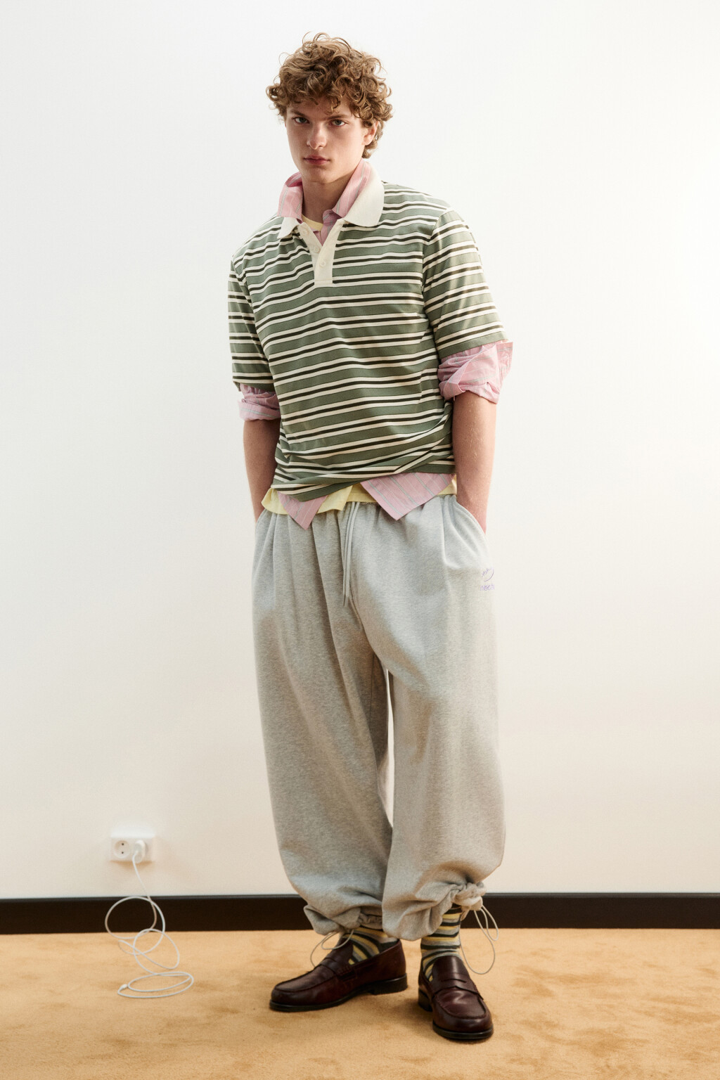 Футболка-поло полуприлегающая в полоску - цвет зеленый - 4