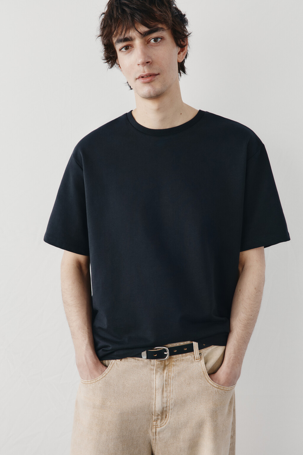 Футболка хлопковая базовая - цвет черный - 1