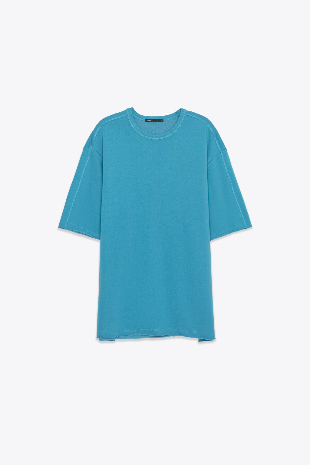 Футболка хлопковая оверсайз с необработанными краями - цвет голубой - 7