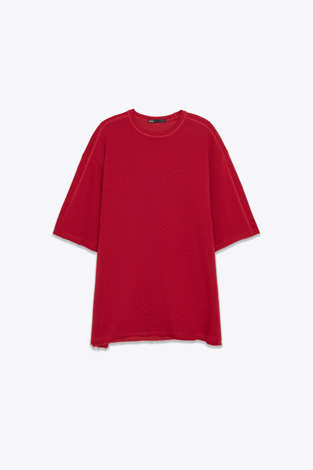 Футболка хлопковая оверсайз с необработанными краями - цвет бордовый - 7