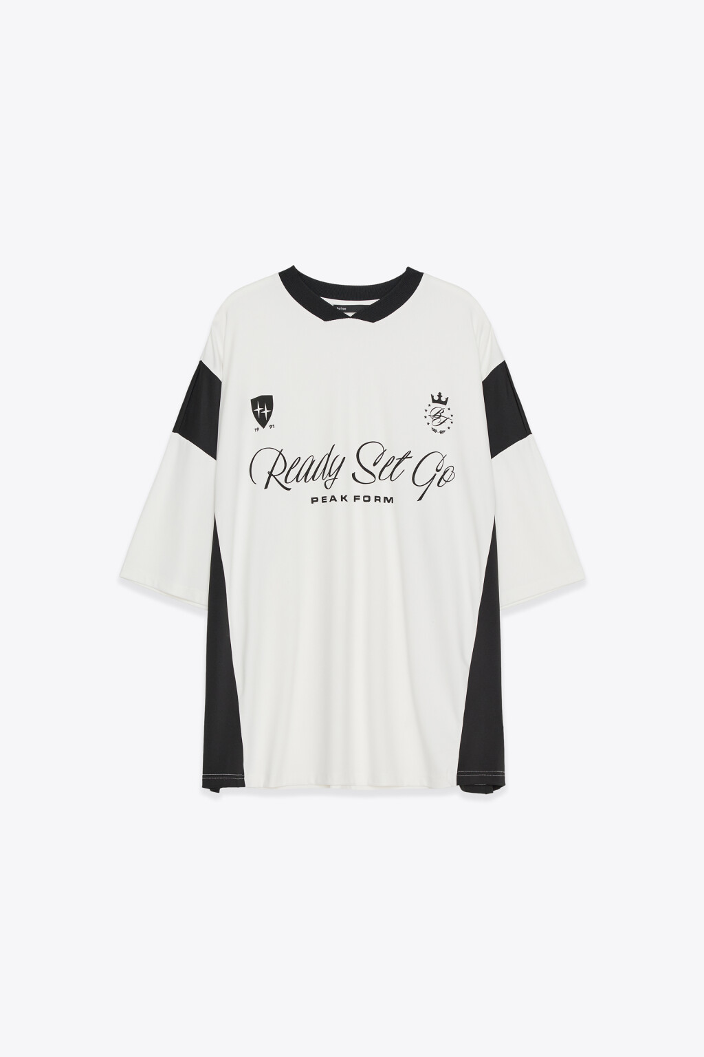 Футболка-джерси оверсайз с контрастными вставками - цвет черный - 1