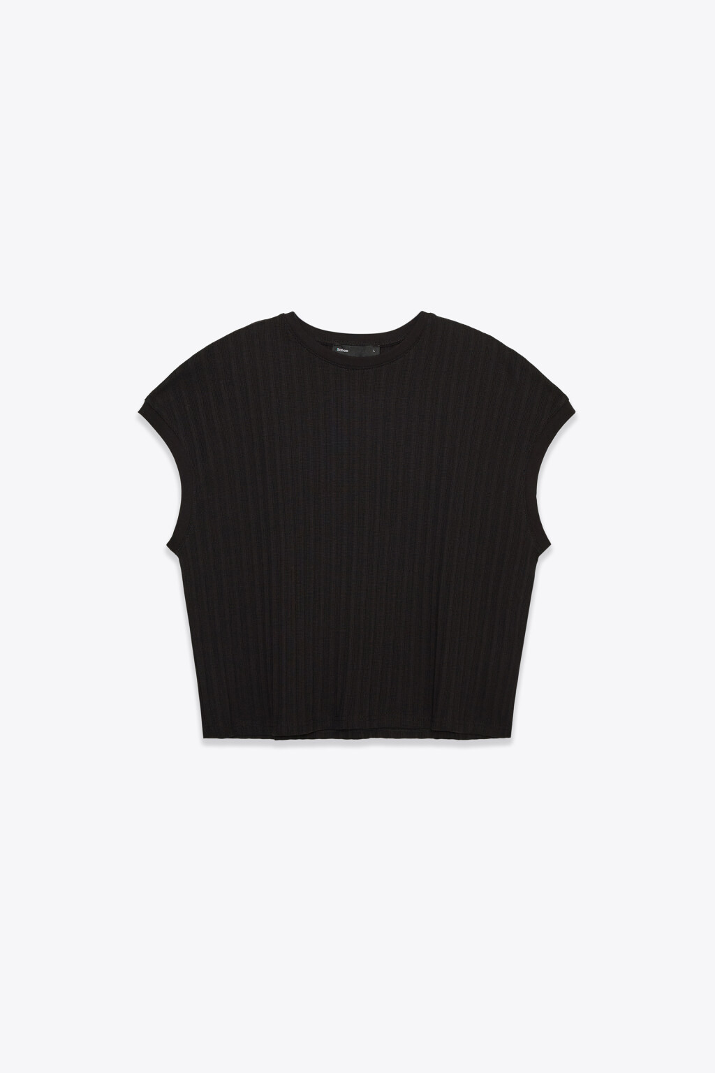 Майка-топ в рубчик приталенная - цвет черный - 8