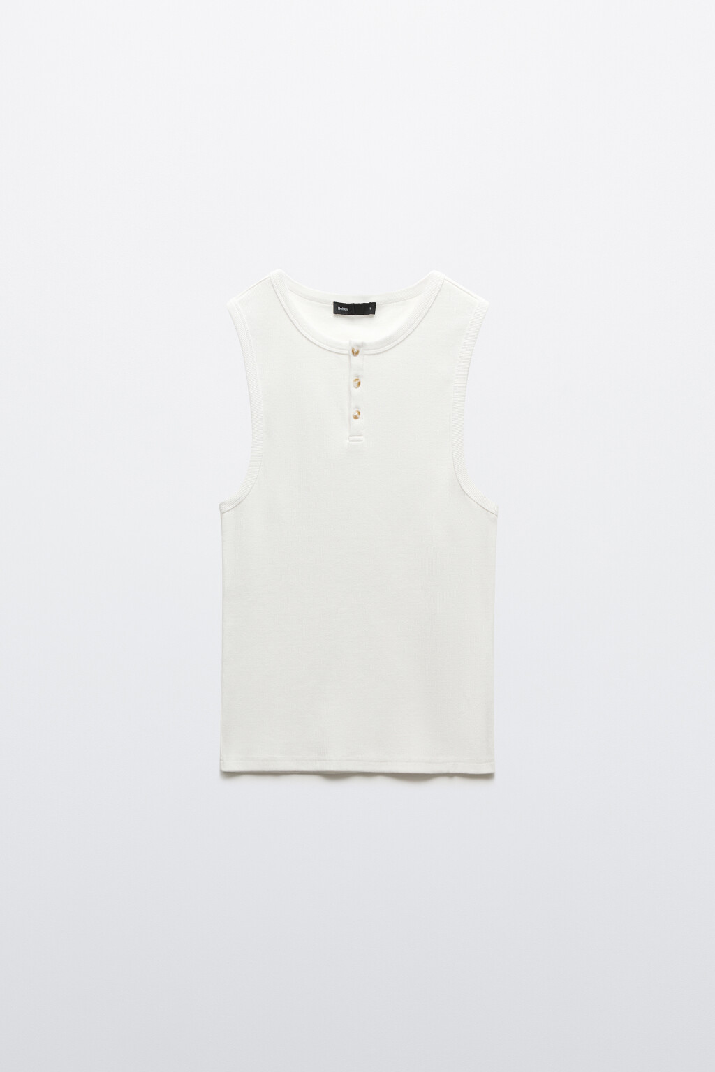 Майка хлопковая приталенная на пуговицах в рубчик - цвет белый - 7